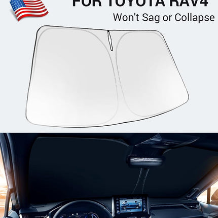 Proadsy Front Windshield Sun Shade Foldable RAV4 Sunshade Protector Custom Fit 2019-2025 2026 RAV-4 SUV Crossover, TRD Off-Road, LE XLE Premium Limited XSE Hybrid Adventure Prime Accessories