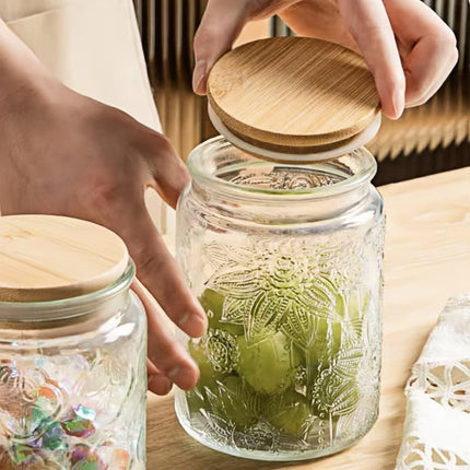 Vintage Glass Jar with Lid, 23.7oz Coffee Canister