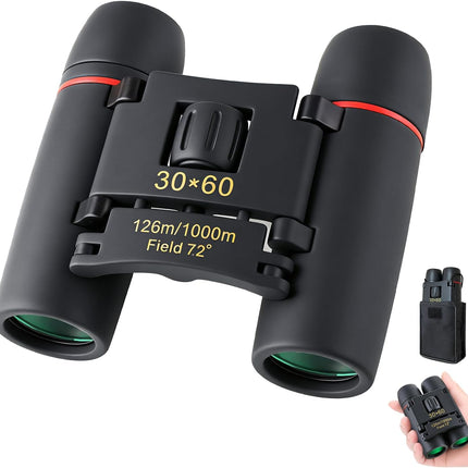 30x60 Mini Compact Binoculars for Adults Kids, HD Portable Waterproof Pocket Binoculars, Lightweight Folding Easy Focus for Bird Watching, Hunting, Concert, Theater, Travel Hiking Outdoor Sports