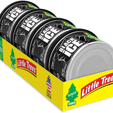 LITTLE TREES Car Air Freshener | Fiber Can Provides Long Lasting Scent for Auto or Home | Recycled Fiber | Black Ice, 4 Air Fresheners