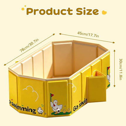 Foldable Baby Bathtub with 2 Drain, Collapsible Portable Baby Tub for Newborn & Toddler, Folding Baby Bath Tub, Small Water Play Pool for Travel & Home, 12M-5Y