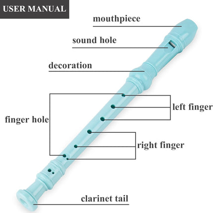 LIZIMANDU Recorder Instrument for Beginner Adults,8-Hole Soprano Descant Recorder Music Flute with with Cleaning Rod & Leather Case For Home Entertainment(2-Blue)