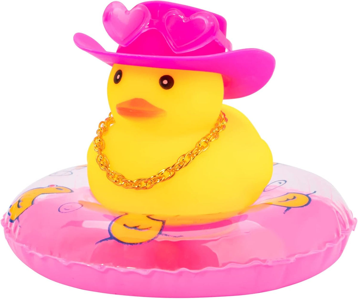 Car Rubber Duck Car Duck Decoration Dashboard Car Ornament for Car Dashboard Decoration Accessories with Mini Flower