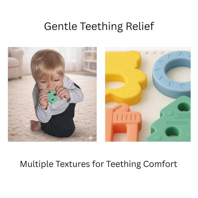 Baby Teether Puzzle - Silicone Teething Toy & Shape Matching Game