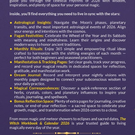 The Witch Workbook & Calendar 2026: The Essential Planner for a Year of Magic: 365 Rituals, Lunar Phases, Seasonal Events & Daily Magical Correspondences
