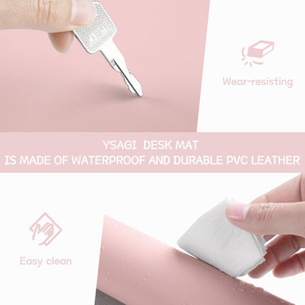 Non-Slip Leather Desk Pad, Waterproof Laptop Computer Desk Keyboard Mat, Table Protector Blotter Mat, Large Mouse Pad for Office/Work/Home/Decor(Pink, 23.6" x 13.7")