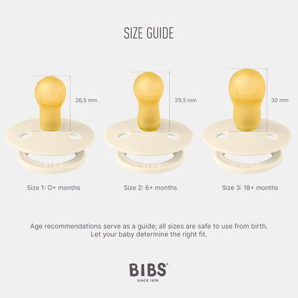 Bibs Pacifiers Color Collection, Set of 2 BPA-Free Latex Pacifiers Made in Europe, Round Nipple Baby Pacifier.