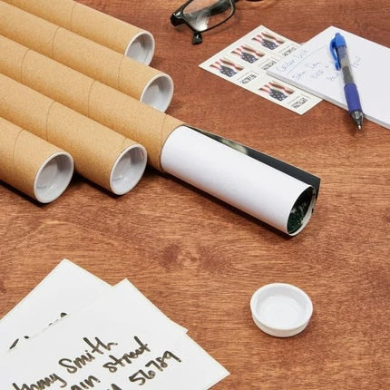 Mailing Tubes with Caps, 2 in x 24 in - 1 Pack - Kraft - for Shipping, Packing, Bulk Round Packaging, Cardboard Mailers, Poster, Art Prints, Maps, Blueprint