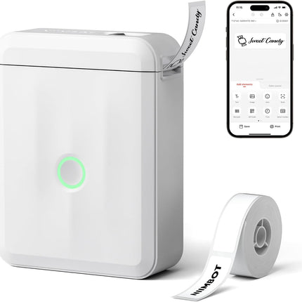 NIIMBOT D110 Upgraded Version Mini Label Maker Machine with Tape, Portable Bluetooth Thermal Printer, Sticker Labeler with Multiple Templates for Office Organization Home Kitchen School, White
