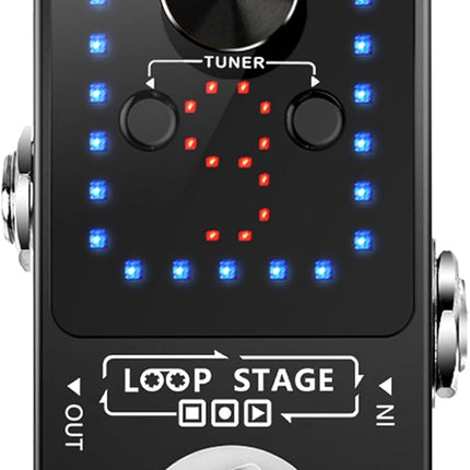 LEKATO Looper Guitar Pedal Guitar Loop Pedal Tuner Pedal 9 Loops 40 Minutes Record Time Unlimited Overdubs for Electric Guitar Bass (Black)