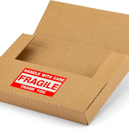 9x6x1 Inch Shipping Boxes, Brown Corrugated Cardboard, Multi-Depth DVD Mailer Boxes with Fragile Stickers, 25 Pack