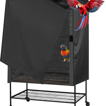 Bird Universal Pet Cage Cover, Pets Product Universal Birdcage Cover, Water-Proof Good Night Black-Out Birdcage Covers, for Parrot Parakeet Small Animal Sleeping, Black, 33L x 23W x 41H inches