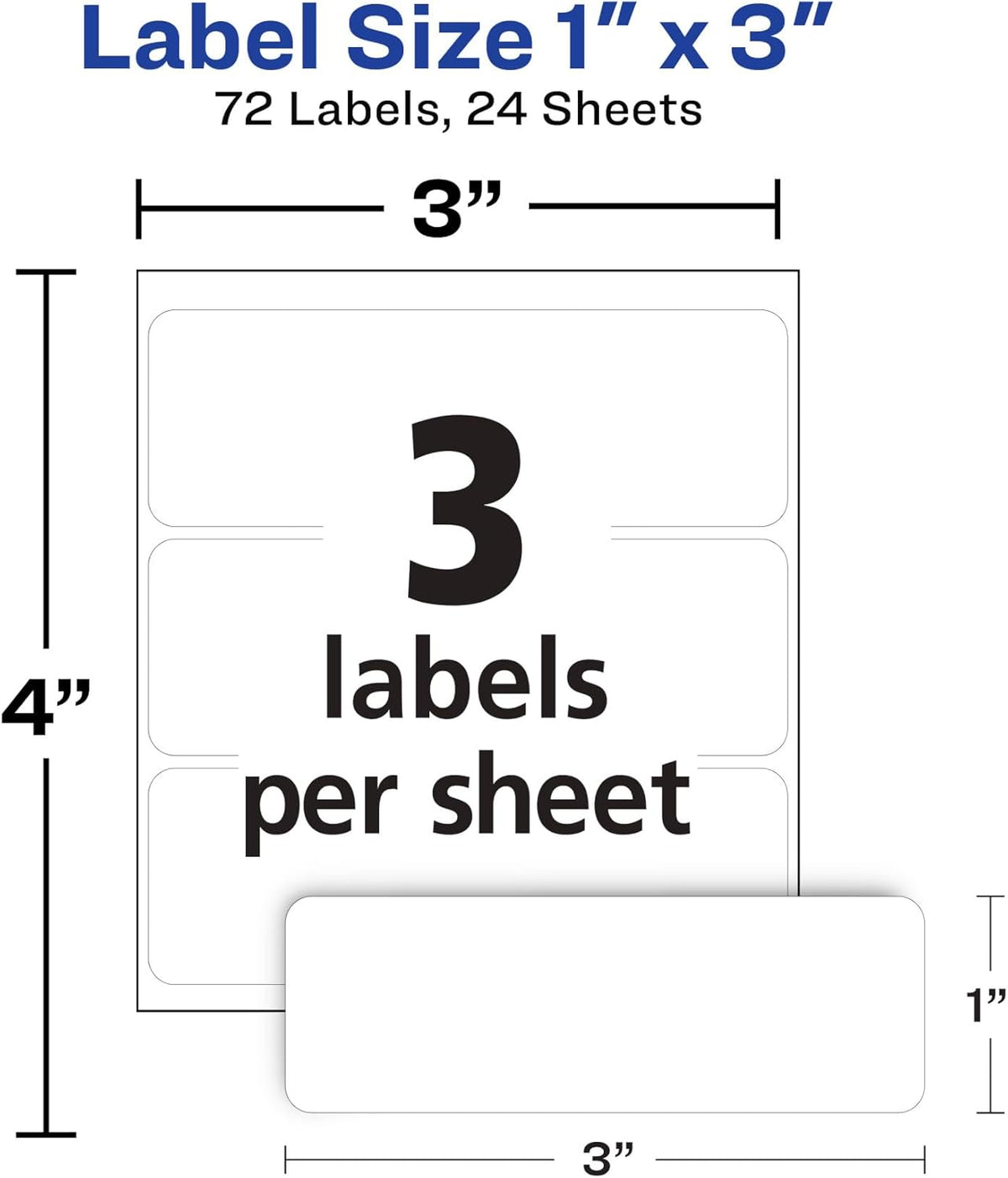 Multi-Use Removable Labels, 1" x 3", White, Non-Printable, 72 Blank Labels Total - photo 4