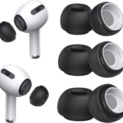 3 Pairs Replacement Ear Tips for AirPods Pro and 2nd Generation with Noise Reduction Hole, Silicone Ear Tips for AirPods Pro with Portable Storage Box and Fits in Charging Case (S/M/L, Black)