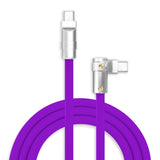 90 Degree 240W Fast Charging Cable Right Angle USB C Cable Silicone Charging Cord Compatible with iPhone 17-15 Series iPad, Purple, Type-C to Type-C, 6.6FT