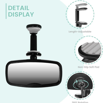 Clip Baby Car Mirror – Rear Facing Car Mirror for Baby, Over-the-Mirror Design, Shatterproof Glass, 360° - photo 3