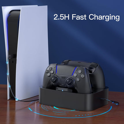 Controller Charger Station for PS5 Compatible with Dualsense Edge, Fast Charging Dock Stand with Cable, Dual Controller Charging Station for PlayStation 5 & for DualSense Edge