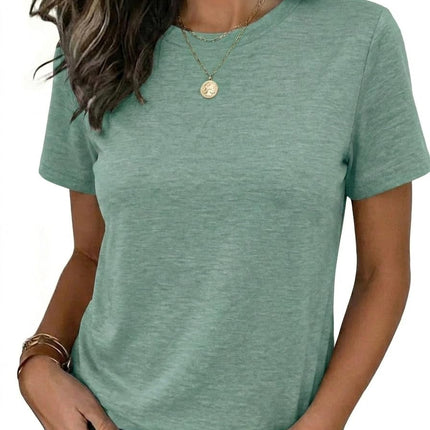 Womens Tshirt Short Sleeve Summer Tops Crewneck Casual Basic Tee Shirts Spring Clothes Trendy Outfit