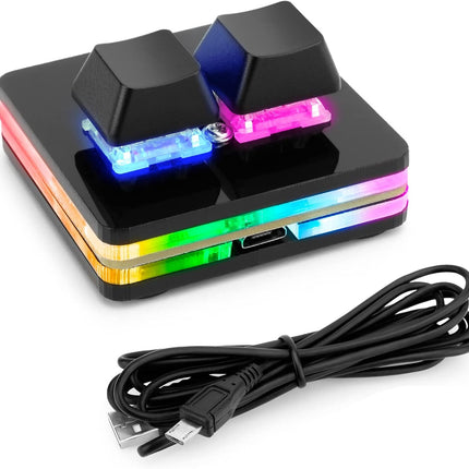 Ecarke Black 2-Key OSU Hot Swap Game Keyboards USB Wired RGB Mechanical Keypad,Autonomous Programming Macro with Software Switches
