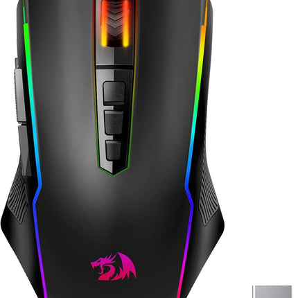 Redragon Wireless Gaming Mouse, Tri-Mode 2.4G/USB-C/Bluetooth Mouse Gaming, 12000 DPI, RGB Backlit, Fully Programmable, Rechargeable Wireless Computer Mouse for Laptop PC Mac, Black