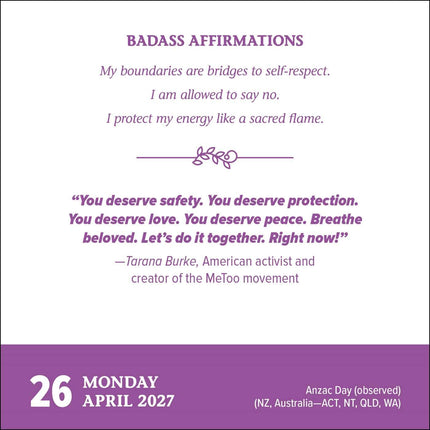 Badass Affirmations 2027 Day-to-Day Calendar