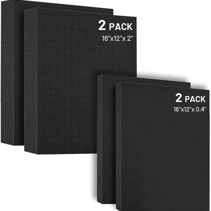 4 Pack Gun Case Foam Inserts, Pick And Pluck Foam Sheets 16x12x2 & 16x12x0.4 Inches, Closed Cell Polyurethane Padding for Gun Case Toolbox Storage And Organizers