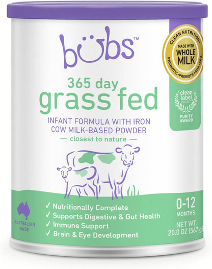 365 Day Grass Fed Infant Formula with Iron, Cow Milk-Based Powder, 20 oz