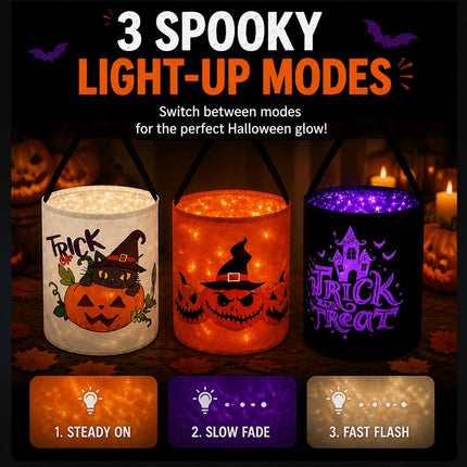 Halloween Trick or Bags with LED Lights 3 PACKS Light Up Buckets