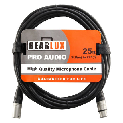 XLR Microphone Cable, Fully Balanced, Male to Female, 25 Feet - 2 Pack