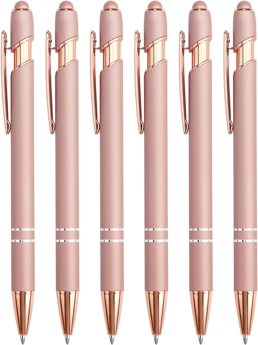 6 Pack Ballpoint Pen 2-in-1 Stylus Retractable Ballpoint Pen with