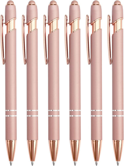 6 Pack Ballpoint Pen 2-in-1 Stylus Retractable Ballpoint Pen with
