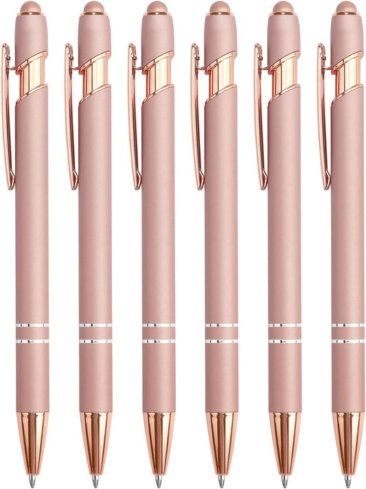 6 Pack Ballpoint Pen 2-in-1 Stylus Retractable Ballpoint Pen with