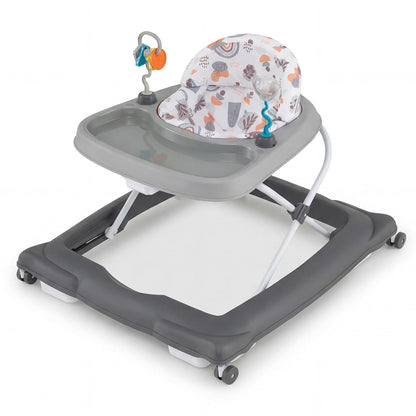 Baby Walker, Foldable Activity Walker with Adjustable Height, Large Tray & Removable Toys, Baby Walker with Wheels for