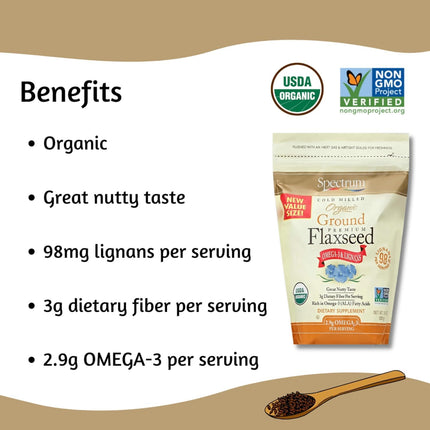 Spectrum Essentials Organic Premium Ground Flaxseed 14 oz