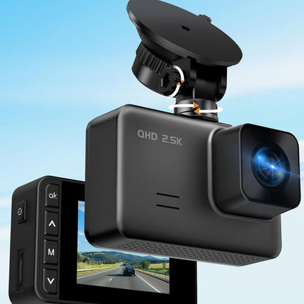 Dash Cam Front and Rear, 2.5K+1080P Dual Dash Camera for Cars, 2’’ Display Mini Car Camera, G-Sensor Dashcam, Night Vision, 24H Parking Mode, Loop Recording, 170°Wide Angle, 32GB Card Included