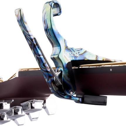 Kyser Musical Products Quick-Change Guitar Capo, KG6ABA, Abalone - For 6-String Acoustic Guitars, Made in USA, Quality, Strong, Lightweight, Quick & Easy Key Changes, Innovative, Perfect Fit