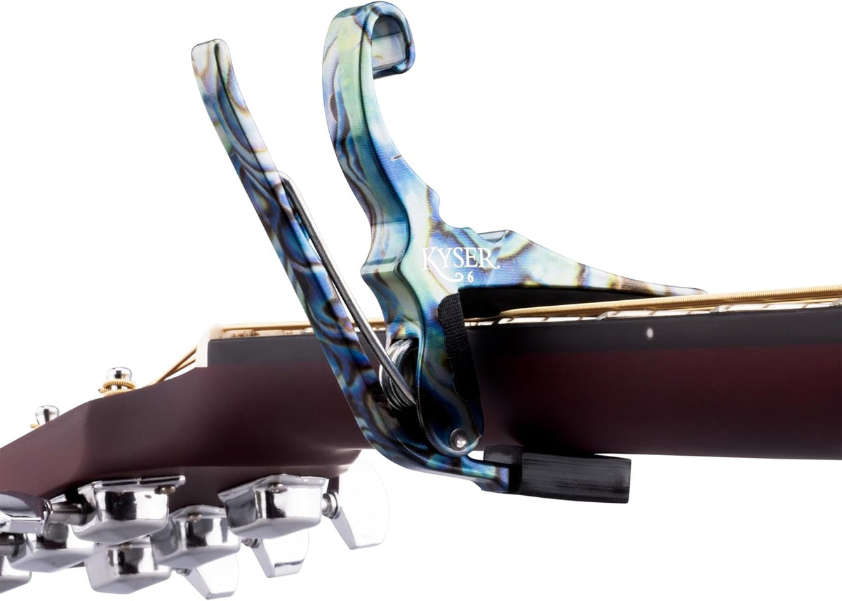 Quick-Change Guitar Capo, Abalone - For 6-String Acoustic Guitars, Made in USA, Quality, Strong - photo 3