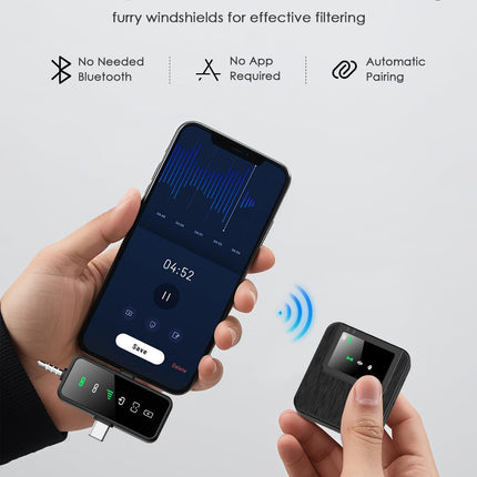 BAILIXIN 3-in-1 Compact Mini Microphone for iPhone, Android, Camera with 20HR Battery, 328FT Range, Wireless Microphones for Video Recording, Noise Canceling for Content Creators, Sound Modules