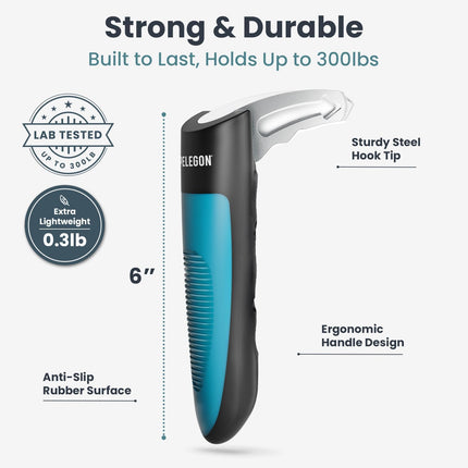 PELEGON Car Door Handle for Elderly (2 Pack) Car Cane Assist Handle with Anti-Slip Grip, Steel Hook for Secure Latch Fit, Supports Up to 300 lbs, Easy Tool-Free Use