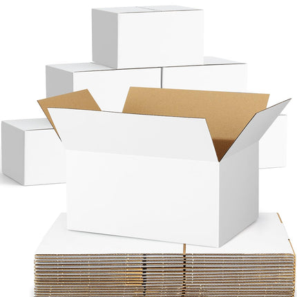 40-Pack-Small-Shipping-Boxes-8x8x4, Corrugated-Cardboard-Boxes-for-Packaging-Small-Business, White-Boxes-Mailers