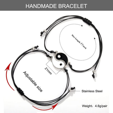 SUMMER LOVE Best Friend Bracelets Couples Bracelets for 2 Matching Yin Yang His and Her Lover Bracelet Jewelry for Bff Friendship Relationship Boyfriend Girlfriend Valentines Gift