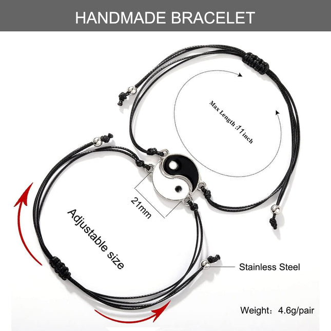Matching Friendship Bracelets for 2, Adjustable 6–11 Inches