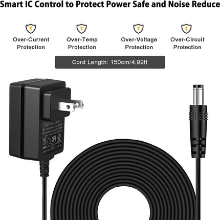 DC 9V 500mA Guitar Pedal Power Supply Adapter AC Wall Charger Adapter One Spot 5.5mmX2.1mm Compatible for Most Effect Pedals (Tip Negative)