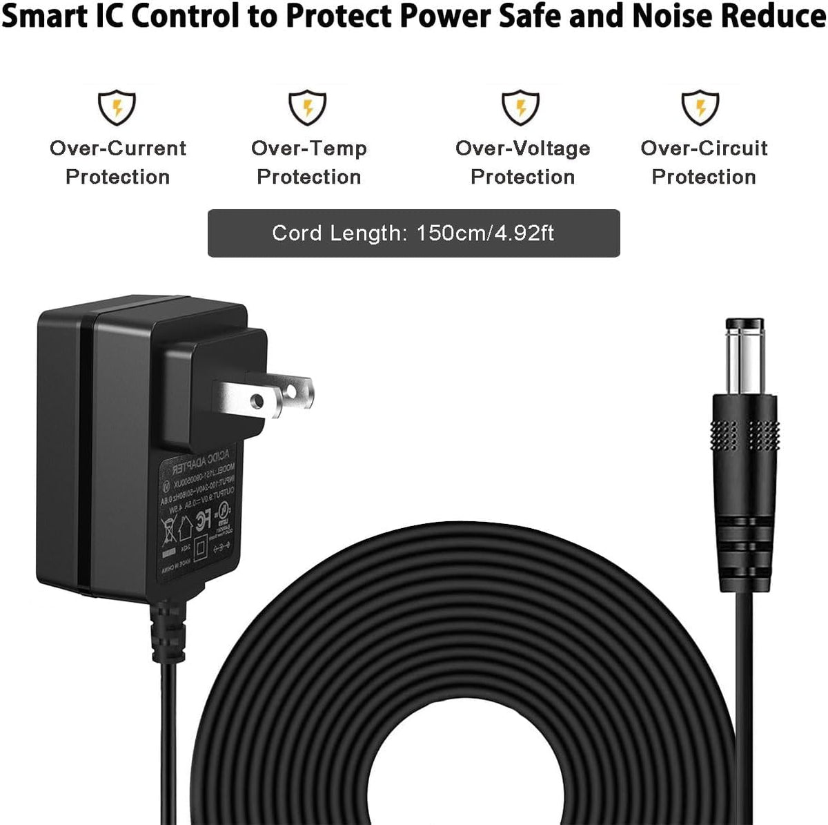 DC 9V 500mA Guitar Pedal Power Supply Adapter AC Wall Charger Adapter One Spot 5.5mmX2.1mm Compatible - photo 2