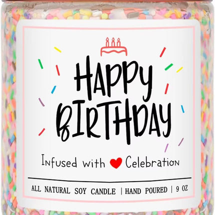 Homsolver Happy Birthday Gifts for Women Unique, Vanilla Cream Scent with Sprinkles Candy Birthday Candles for Her, Handmade Aromatherapy Candle Decor