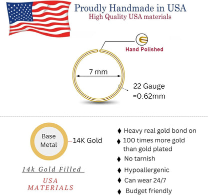 Small Gold Filled Nose Ring Hoop for Women, 7mm 22G - photo 2
