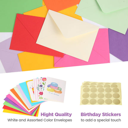 100 Unique Birthday Cards with Envelopes - Assorted Happy Birthday Cards, 4 x 6 inches, Envelopes & Stickers in Bulk Boxed Set