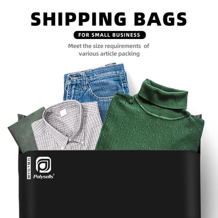 100 piezas de sobres de envío negros de polietileno de 12x15.5 Inches, sellado adhesivo fuerte, impermeables y resistentes al desgarro, bolsas postales para ropa, libros y accesorios