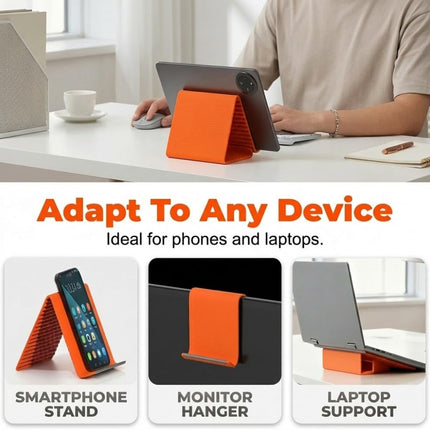 Portable Foldable Silicone Aluminum Phone Holder, 2026 New Flexible Silicone Phone Stand, Adjustable Airplane Phone Holder for Tablet Laptop Desk Travel Non-Slip Bed Office Treadmill