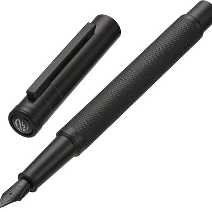Matte Black Forest Fountain Pen Extra Fine Nib Classic Design with Converter and Metal Pen Box Set by Asvine